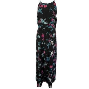 Jessica London Womens Black Floral Plus Size 16W Fit & Flare Sleeveless Dress